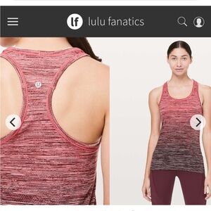Lululemon Swiftly Tech Racerback Sz 6 Ombré Red Alert White Dark Sport Black